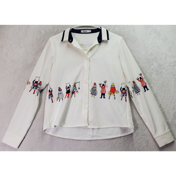 niB Buns by Hstyle Shirt Women Small Multi Long Casual Sleeve Collar Button Down - Picture 1 of 7